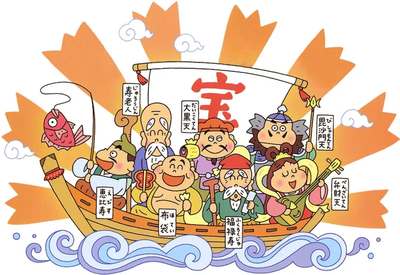 Thất Phúc Thần Nhật Bản trên một con thuyền lớn
